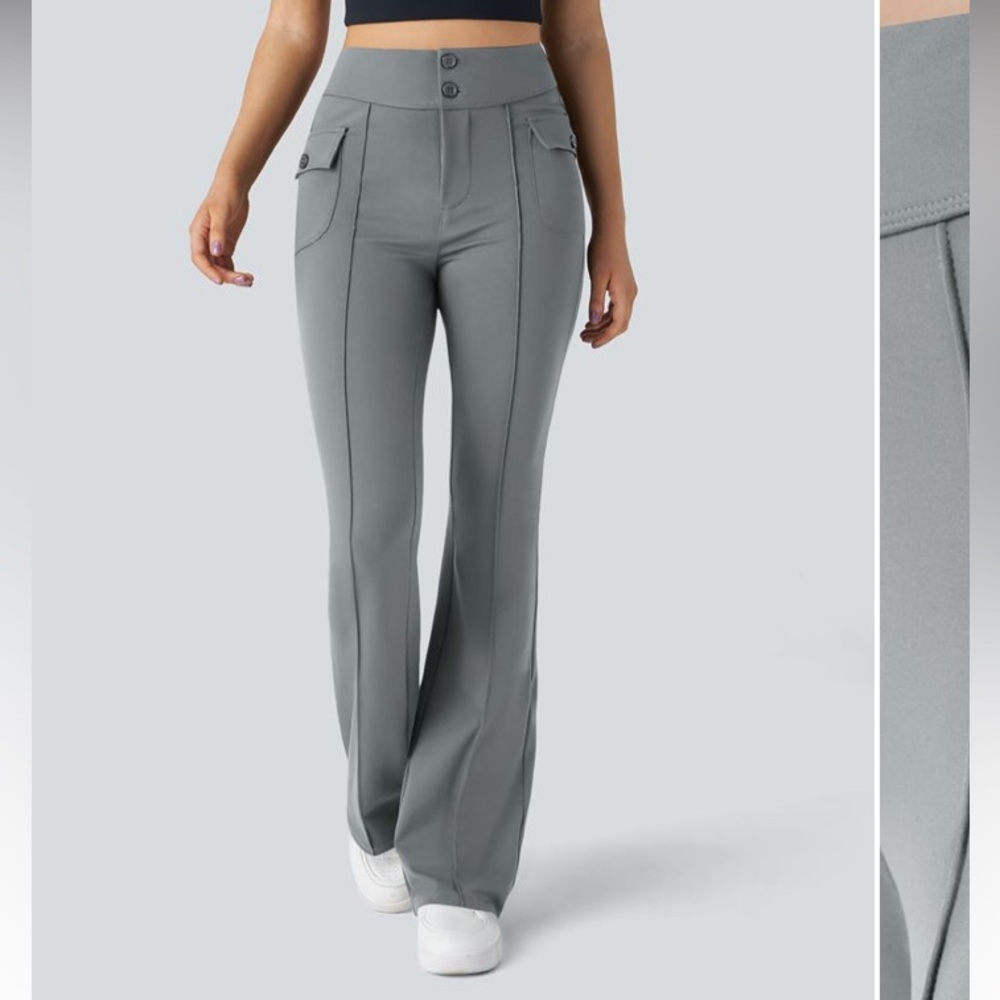 -Halara Charcoal Gray Cargo Flare- Medium- (12-14) Tall length As Is